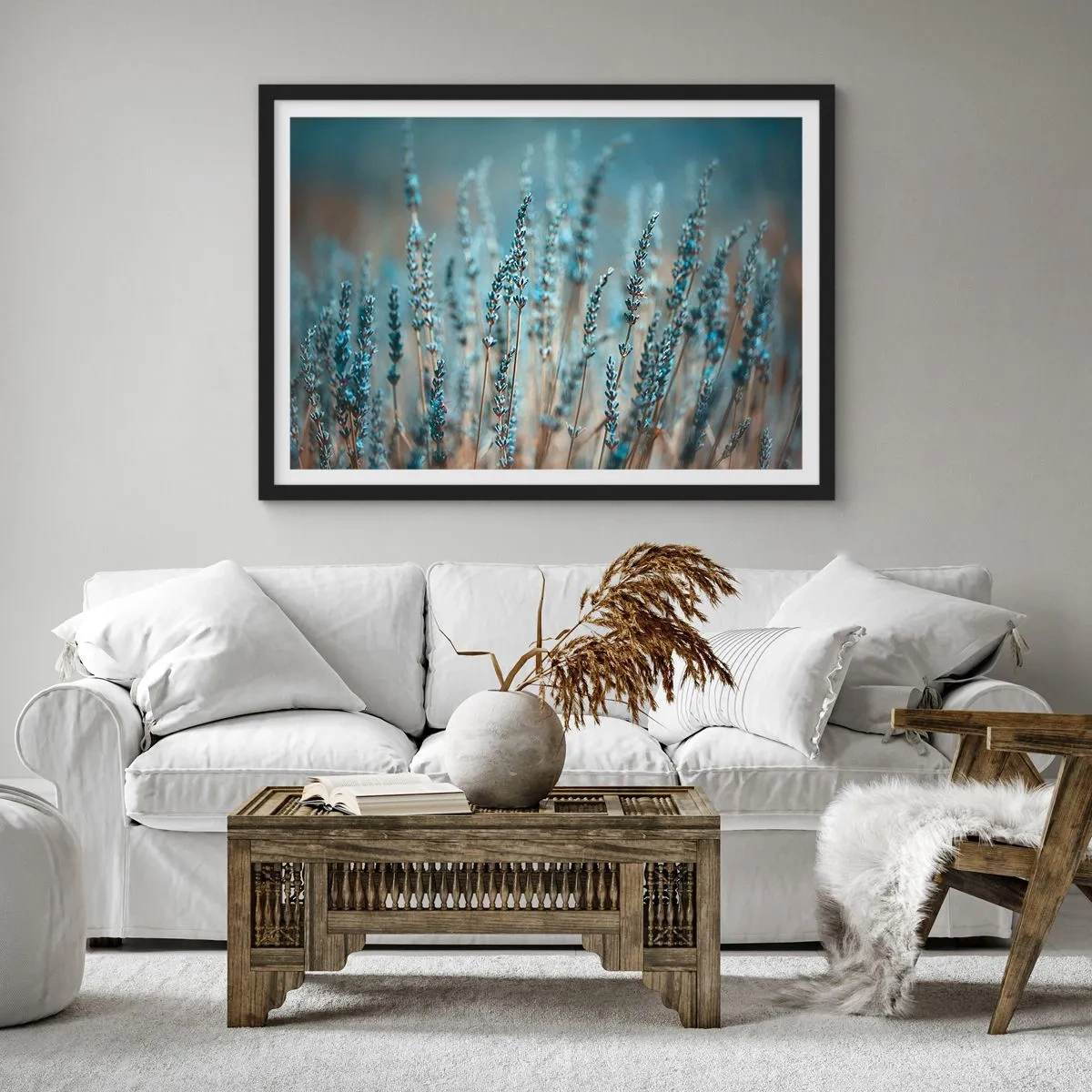 Pôster com moldura preta - Prado perfumado - 70x50 cm