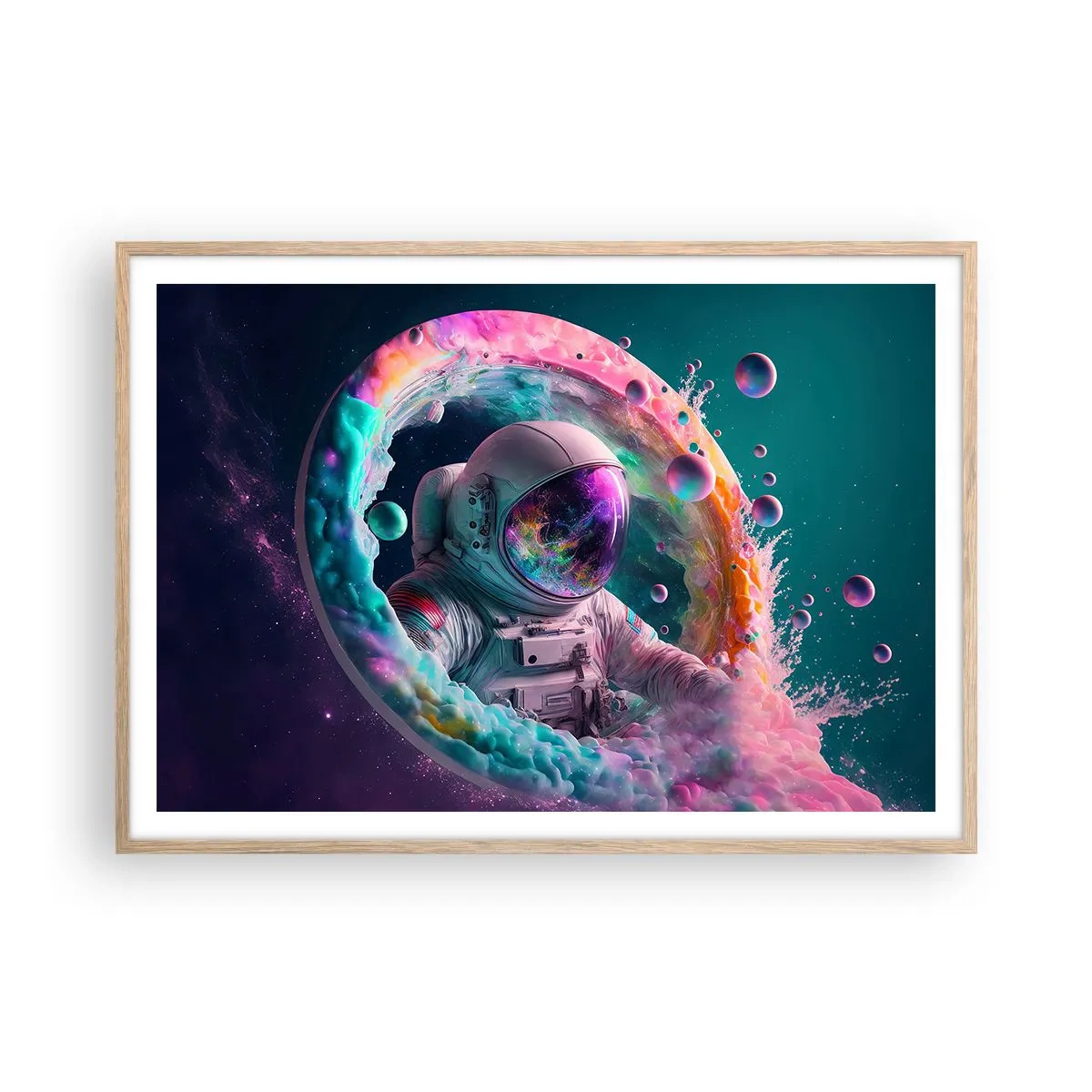 Pôster com moldura de carvalho claro - Portão estrela - 100x70 cm