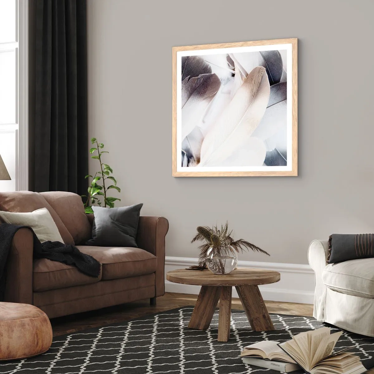 Pôster com moldura de carvalho claro - Semi-angelical - 50x50 cm