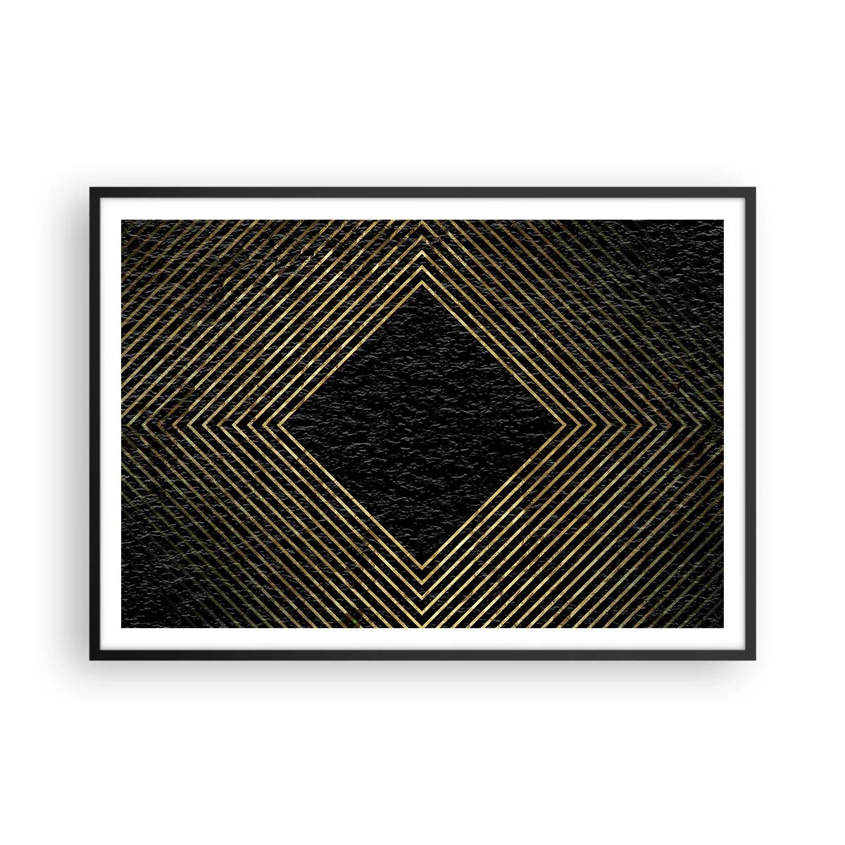 Pôster com moldura preta - Geometria em estilo glamoroso - 100x70 cm