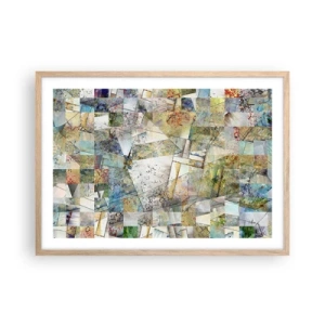 Pôster com moldura de carvalho claro - Embaralhamento geométrico - 70x50 cm