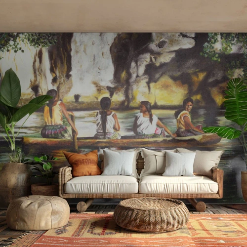 Papel de Parede Premium Canvas - Num paraíso polinésio - Viagens, Paisagem, Rio - 200x140 cm