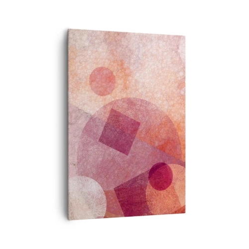 Quadro em tela - Transformações geométricas em rosa - 70x100 cm