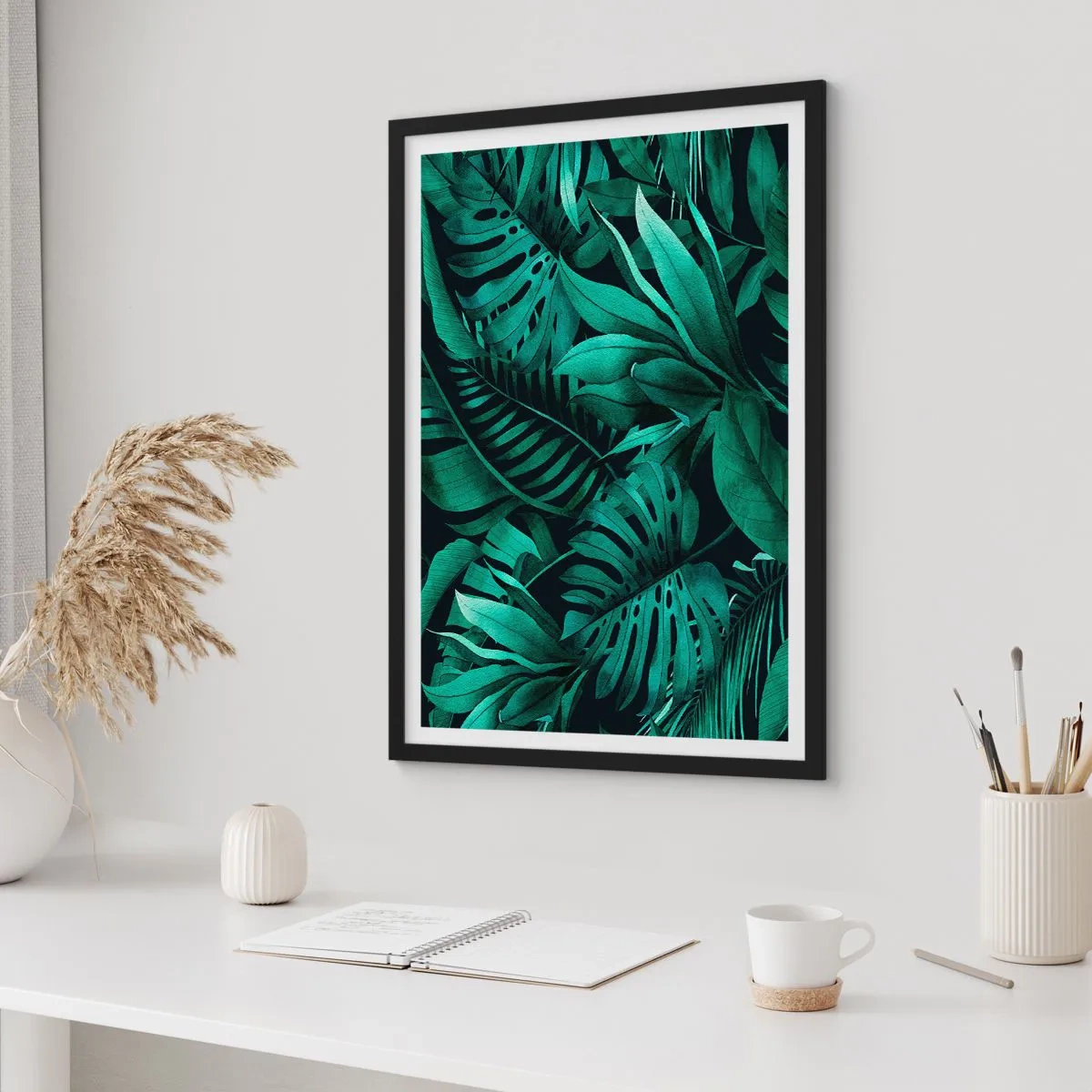 Pôster com moldura preta - A profundidade da vegetação tropical - 40x50 cm
