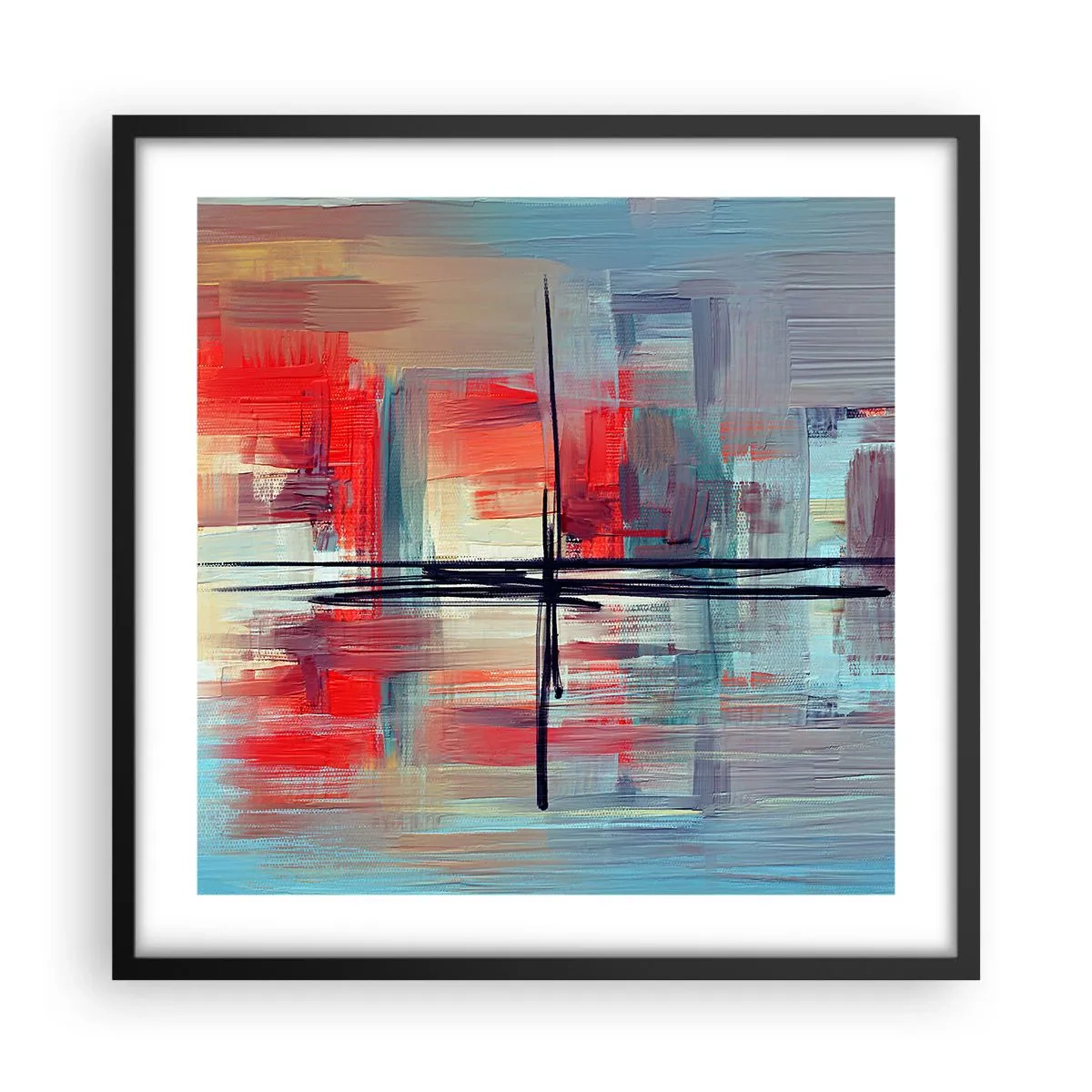 Pôster com moldura preta - Uma paisagem numa dimensão desconhecida - 50x50 cm