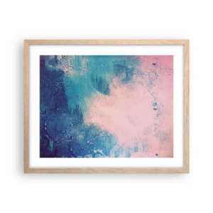 Pôster com moldura de carvalho claro - Abraço azul - 50x40 cm