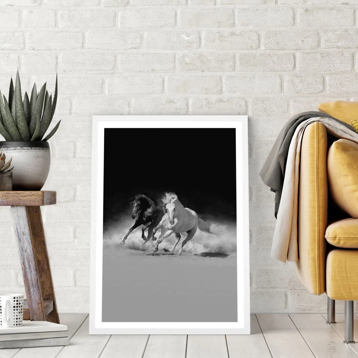 Pôster em moldura branca - Galope da liberdade - 70x100 cm