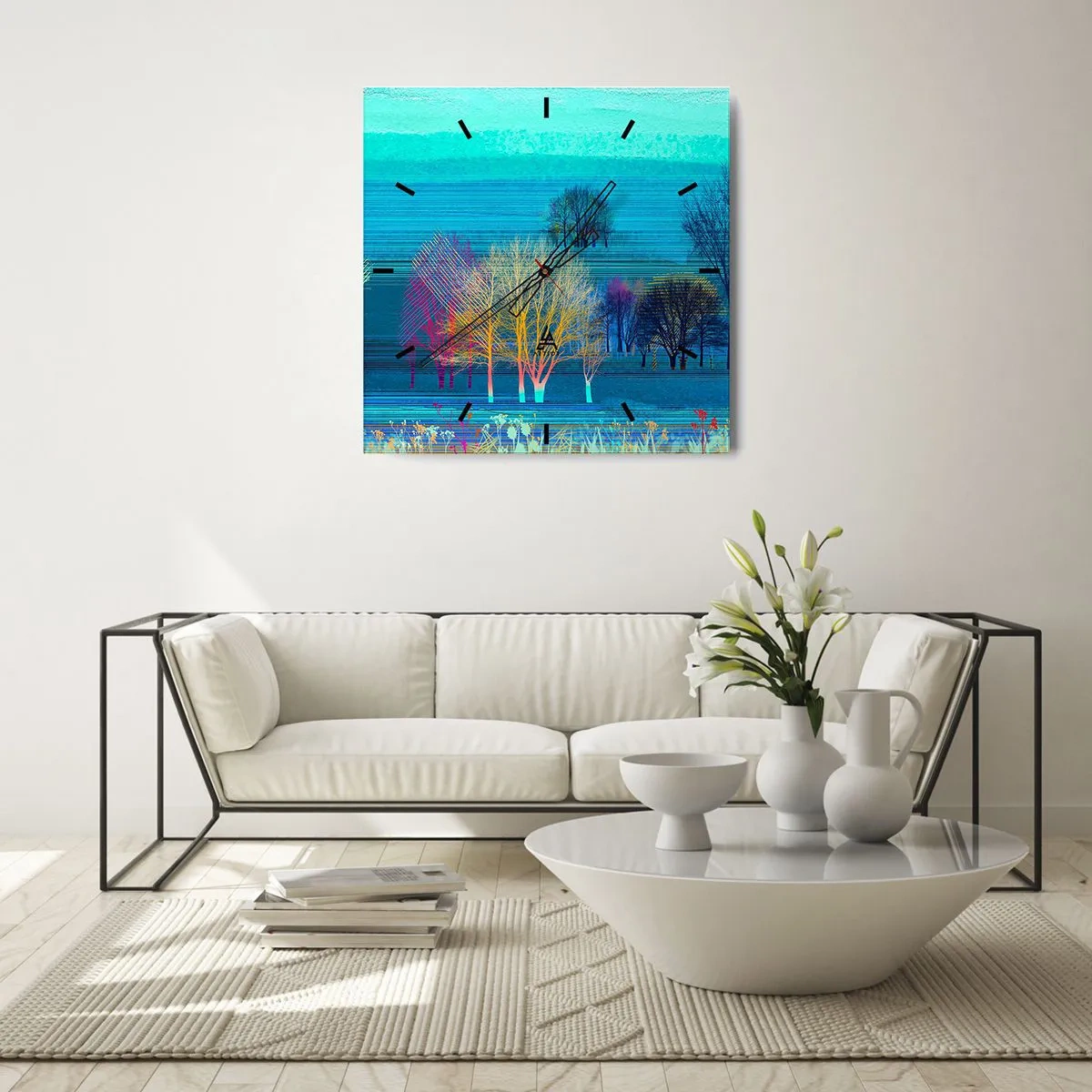 Relógio de parede - Relógio em vidro - Uma paisagem arrebatadora - 40x40 cm