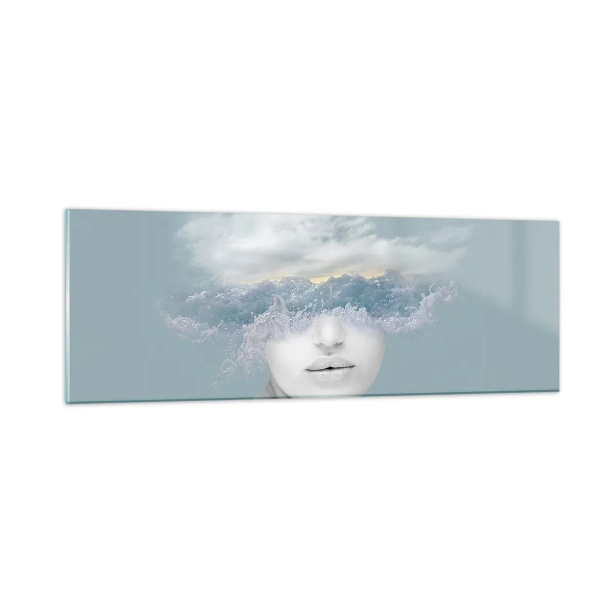 Quadro em vidro - Com a cabeça nas nuvens - 90x30 cm