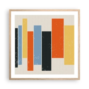 Pôster com moldura de carvalho claro - Notação musical - 60x60 cm