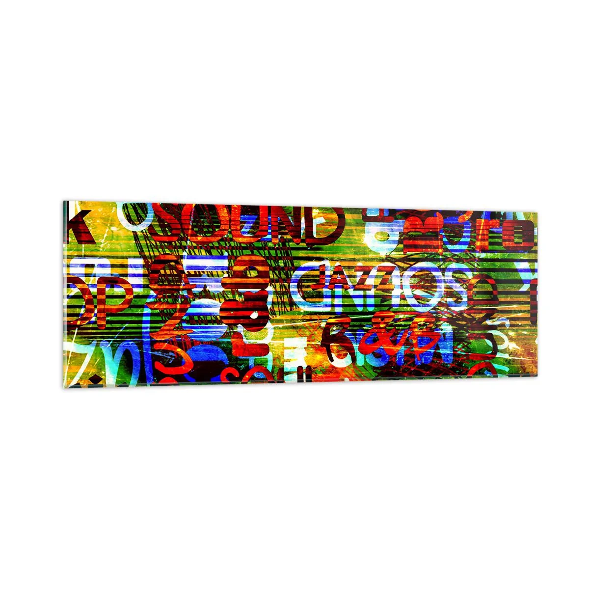 Quadro em vidro - Todas as cores do som - 90x30 cm