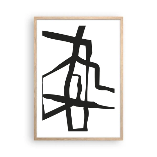Pôster com moldura de carvalho claro - Projeto preto e branco - 50x70 cm