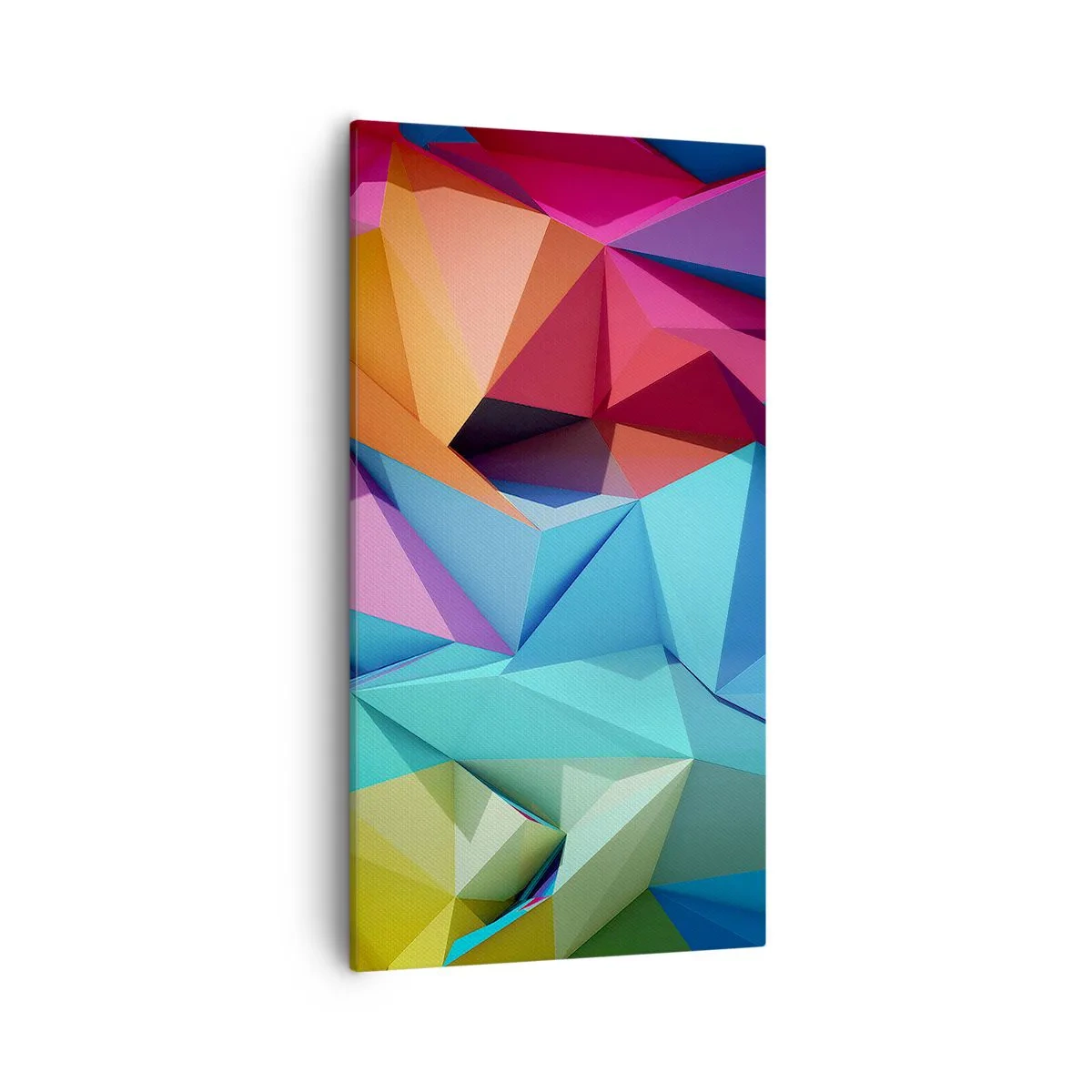 Quadro em tela - Arco-íris de origami - 55x100 cm