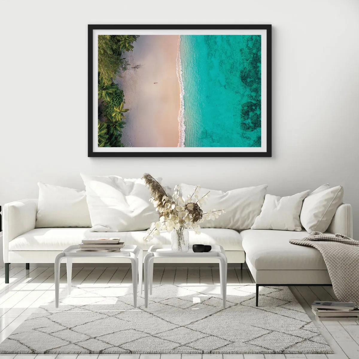 Pôster com moldura preta - Praia do paraíso - 100x70 cm