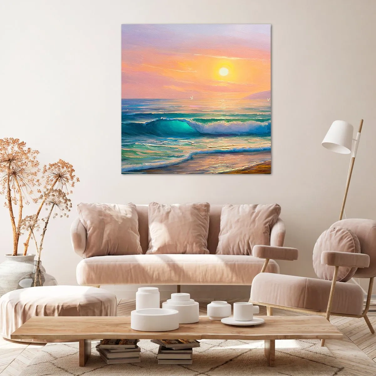 Quadro em tela - O canto turquesa das ondas - 30x30 cm