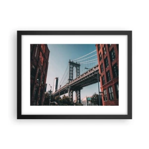 Pôster com moldura preta - Sobre as ondas da cidade - 40x30 cm