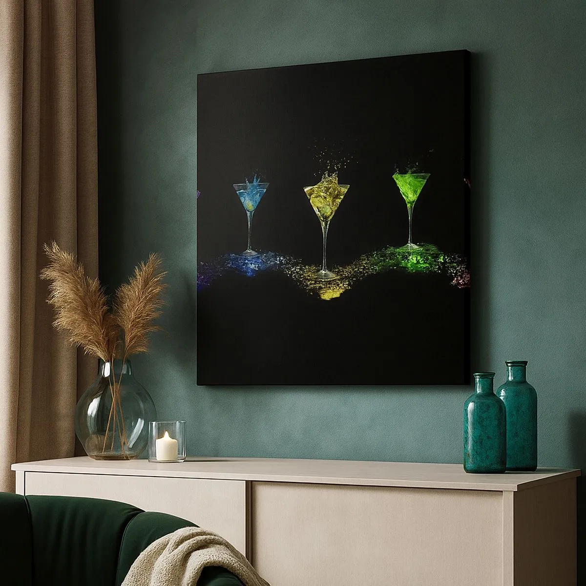 Quadro em tela - Cores da alegria no vidro de cristal - 30x30 cm