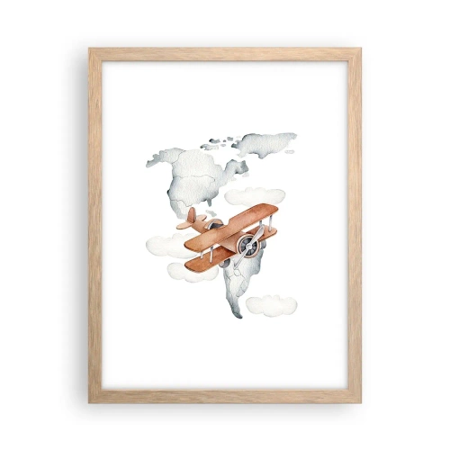 Pôster com moldura de carvalho claro - Com espírito pioneiro - 30x40 cm