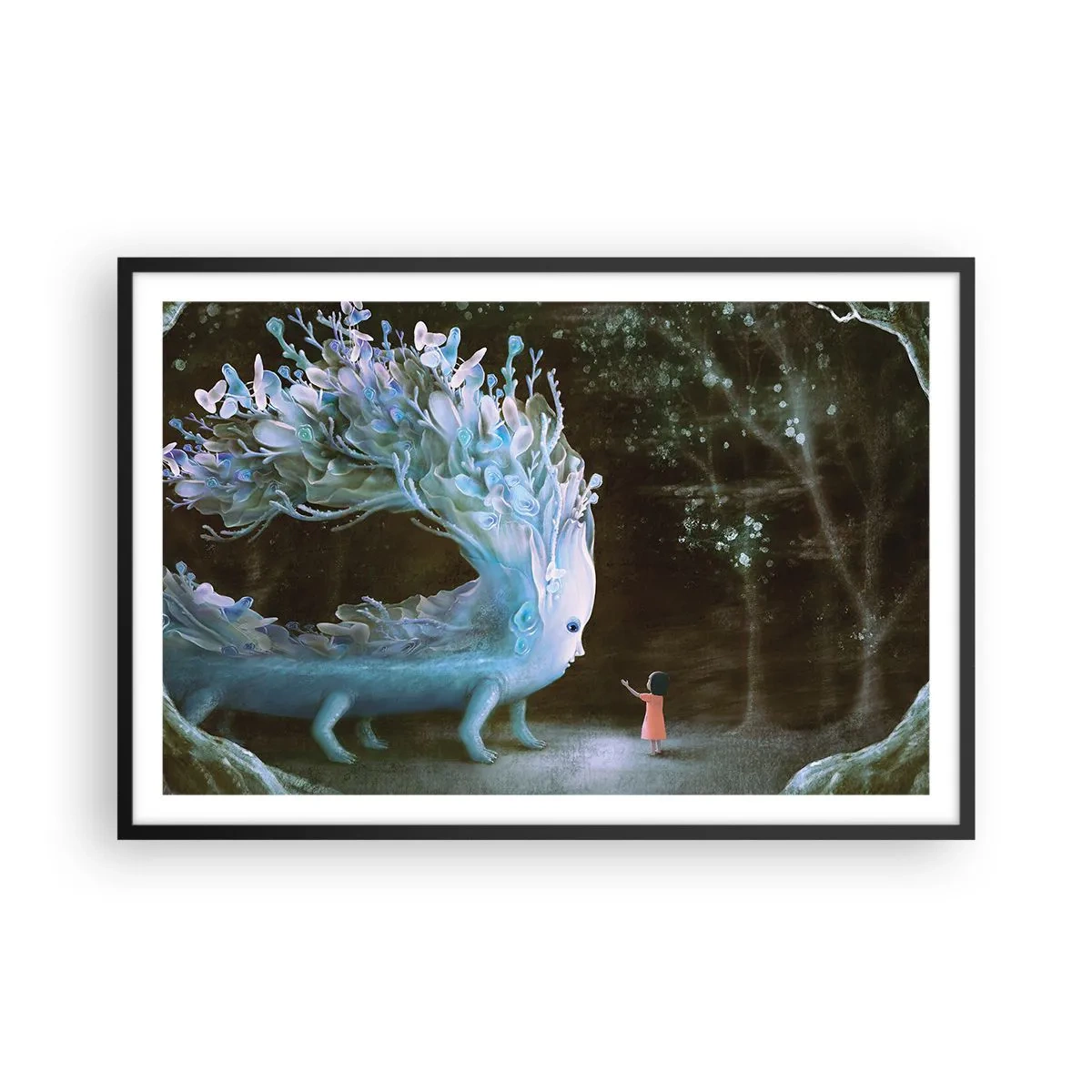 Pôster com moldura preta - Encontro fantástico - 91x61 cm