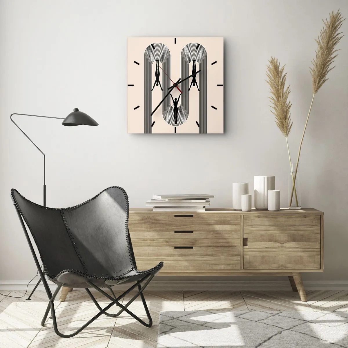 Relógio de parede - Relógio em vidro - De cabeça para baixo - 40x40 cm