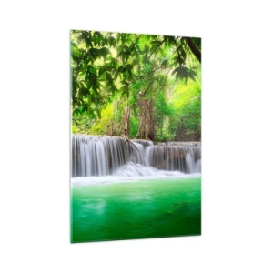 Quadro em vidro - Cascata verde - 70x100 cm