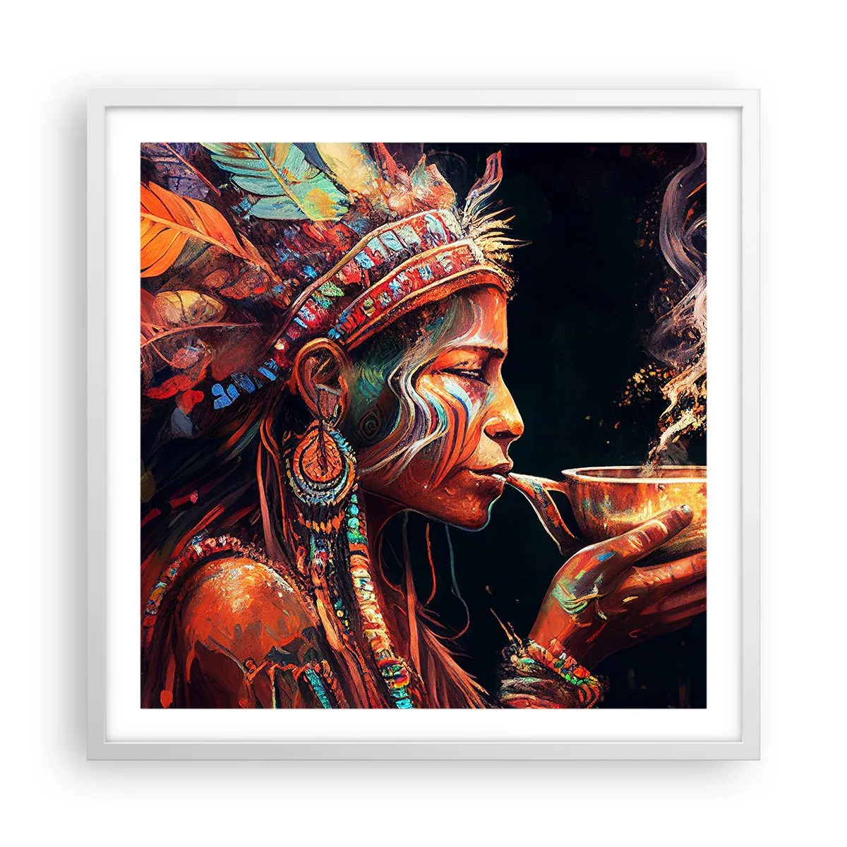 Pôster em moldura branca - Ritual mágico - 60x60 cm