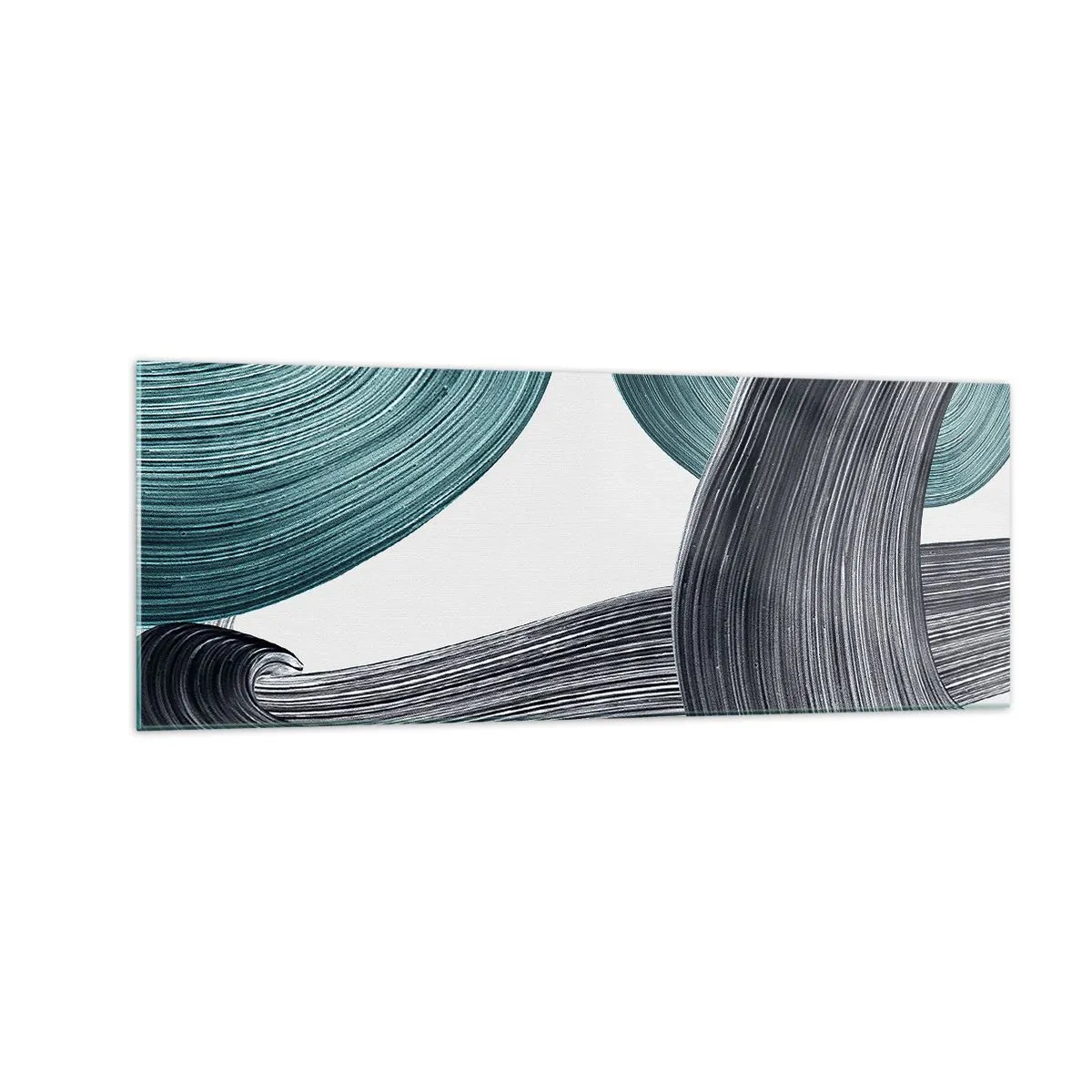 Quadro em vidro - Trilhas esmeralda e preta - 140x50 cm