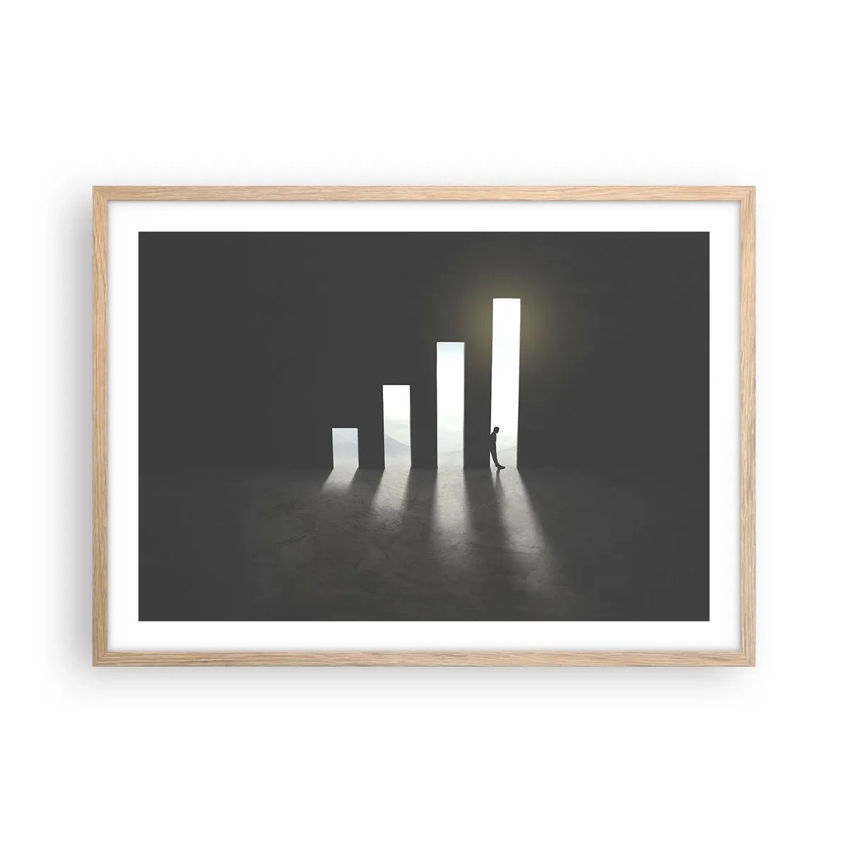 Pôster com moldura de carvalho claro - Sucesso – impressão - 70x50 cm