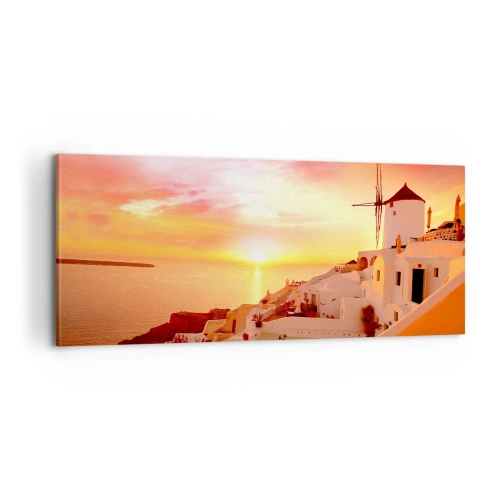 Quadro em tela - Derreter em branco e ouro - 100x40 cm