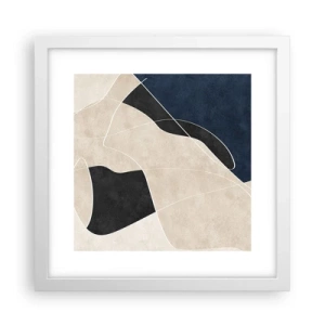 Pôster em moldura branca - Composição abstrata – contraste de cores - 30x30 cm