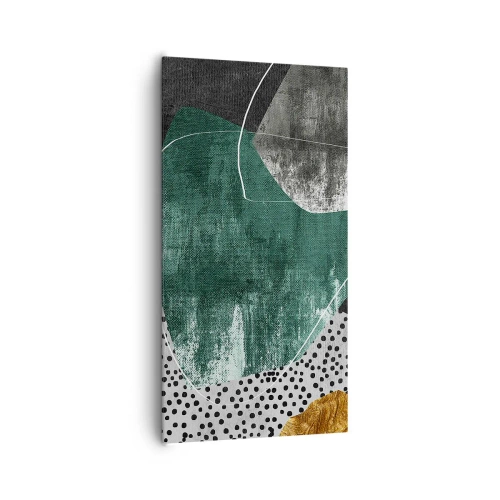 Quadro em tela - Abstração colorida com folha de ouro - 65x120 cm