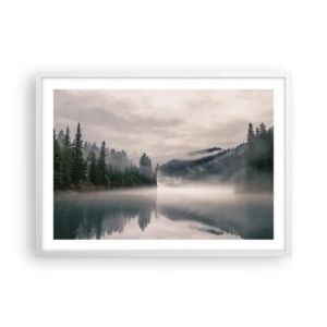 Pôster em moldura branca - Em devaneio, na névoa - 70x50 cm