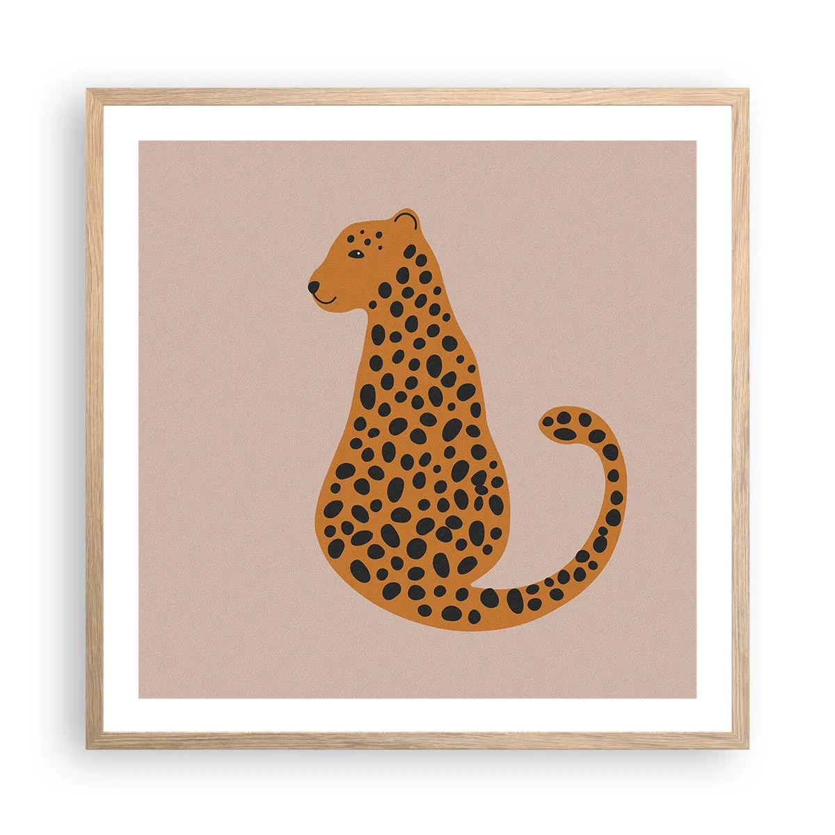 Pôster com moldura de carvalho claro - A estampa de leopardo está na moda - 60x60 cm