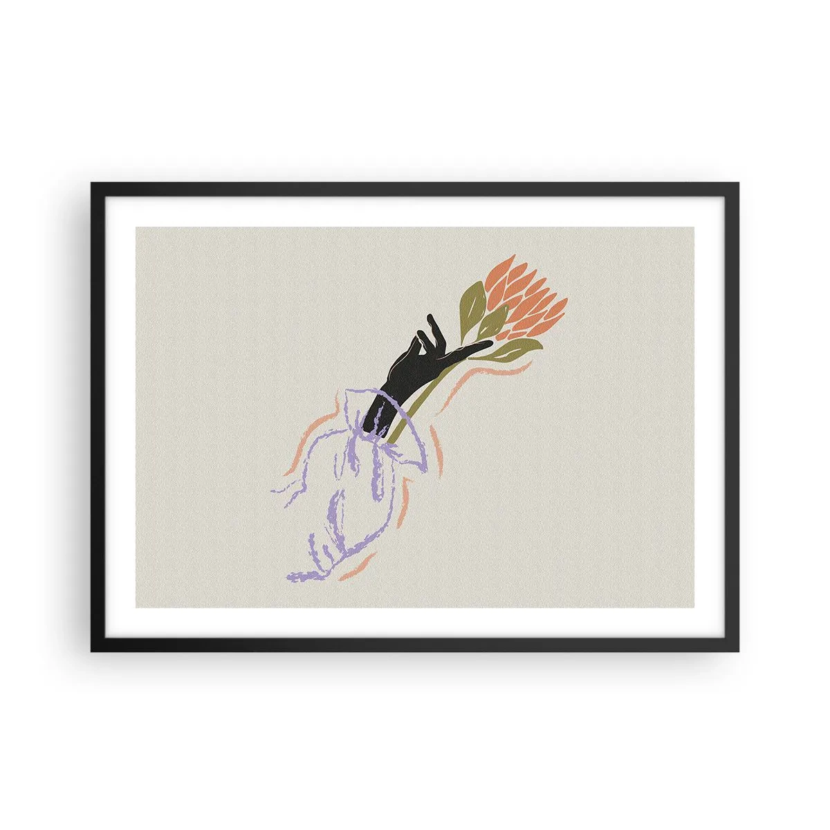 Pôster com moldura preta - Toque fraterno - 70x50 cm