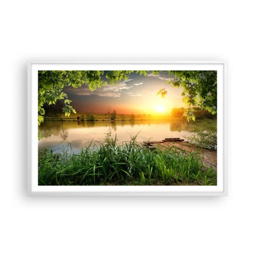 Pôster em moldura branca - Paisagem em uma moldura verde - 91x61 cm