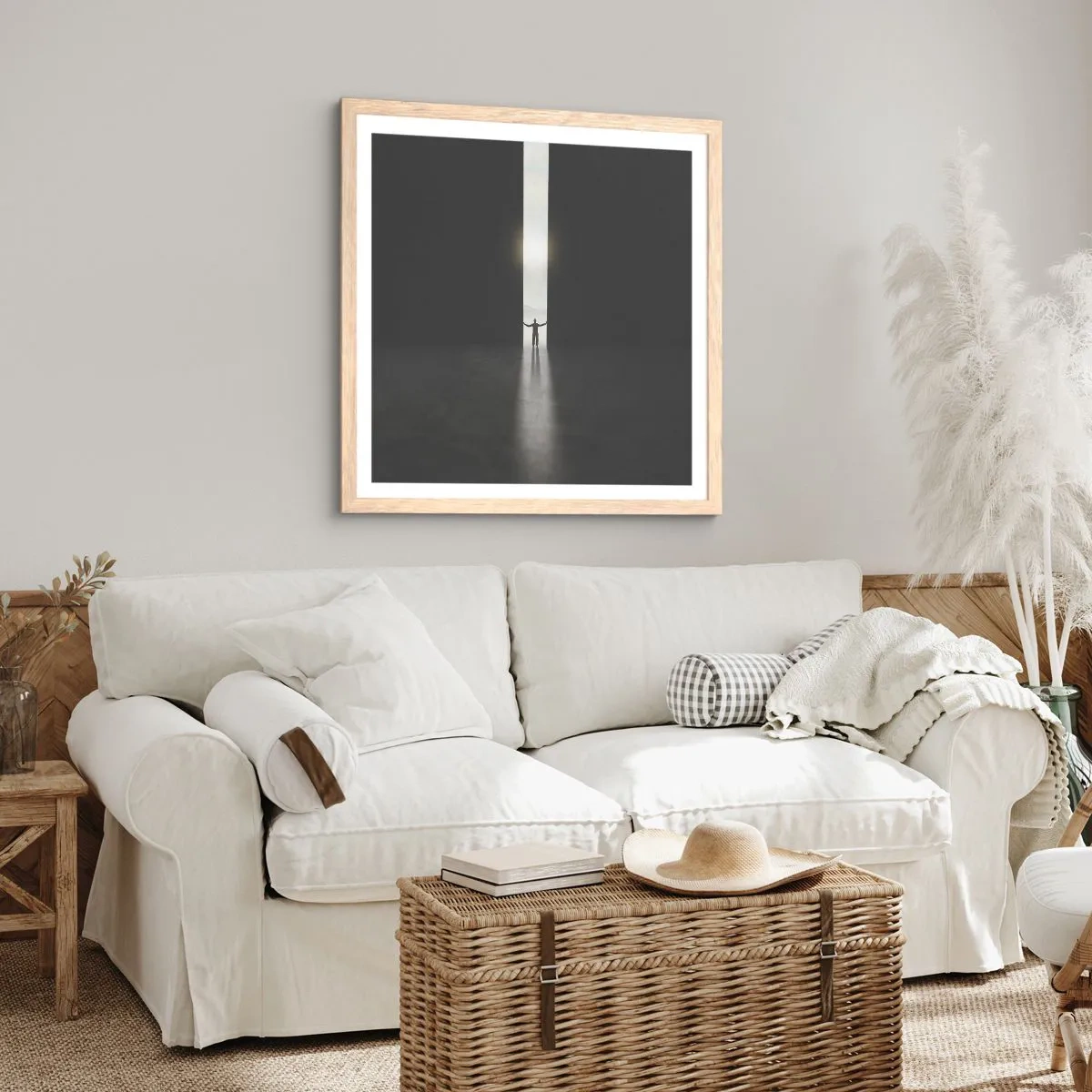 Pôster com moldura de carvalho claro - Um passo para um futuro brilhante - 50x50 cm