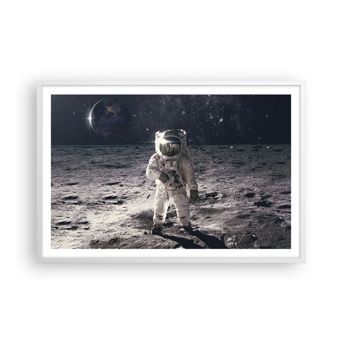 Pôster em moldura branca - Saudações da Lua - 91x61 cm