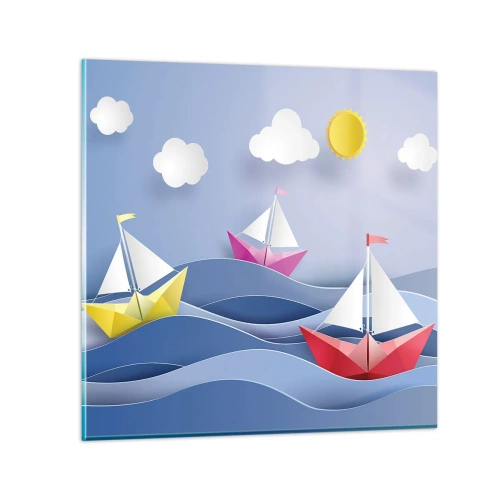 Quadro em vidro - Oh, como é agradável balançar entre as ondas - 30x30 cm