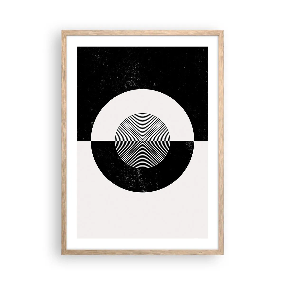 Pôster com moldura de carvalho claro - Harmonia a preto e branco - 50x70 cm