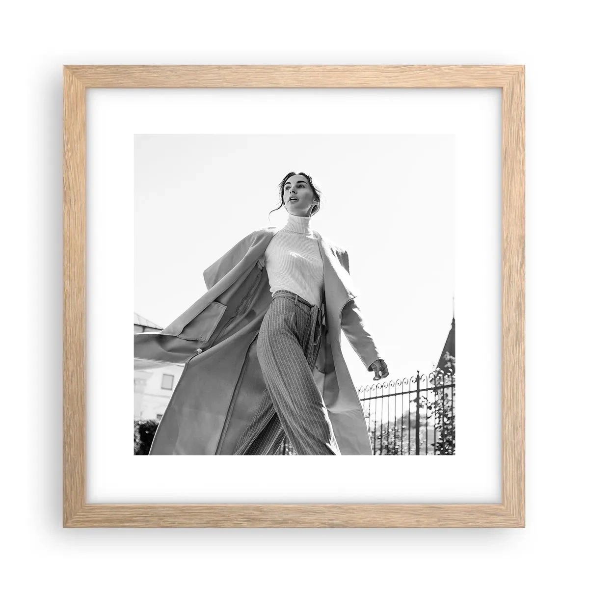 Pôster com moldura de carvalho claro - Vens comigo? - 30x30 cm