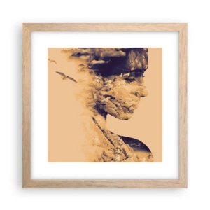 Pôster com moldura de carvalho claro - Linda por natureza - 30x30 cm