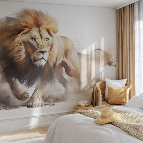 Papel de Parede Premium Sand - O rei se foi - Leão, Brilhante, Animal - 100x70 cm