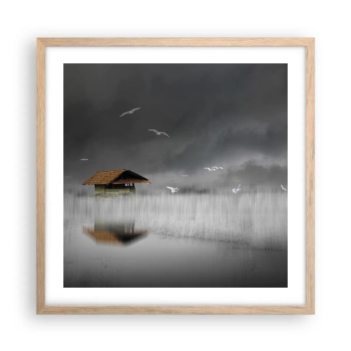 Pôster com moldura de carvalho claro - Abrigo da chuva - 50x50 cm