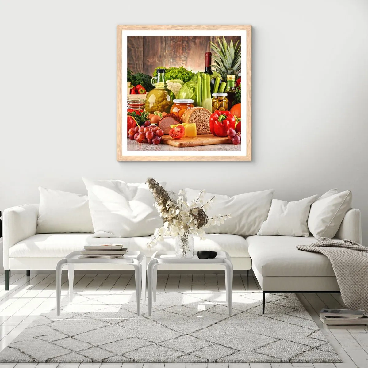 Pôster com moldura de carvalho claro - Defumados, cozidos, em conserva - 30x30 cm