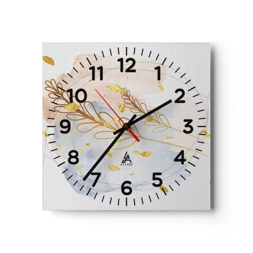 Relógio de parede - Relógio em vidro - Explosão dourada - 40x40 cm