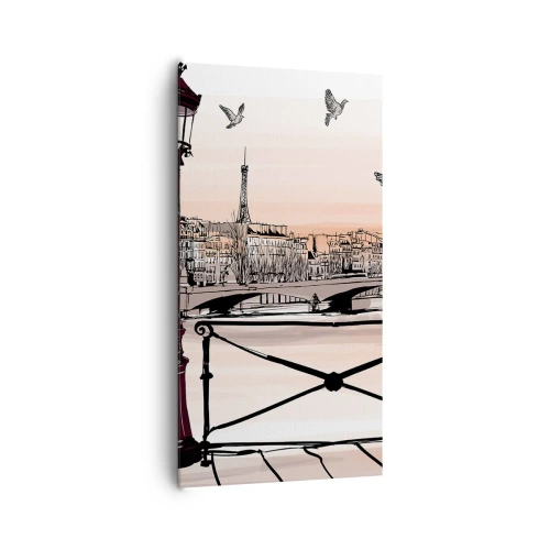 Quadro em tela - Sobre os telhados de Paris - 65x120 cm