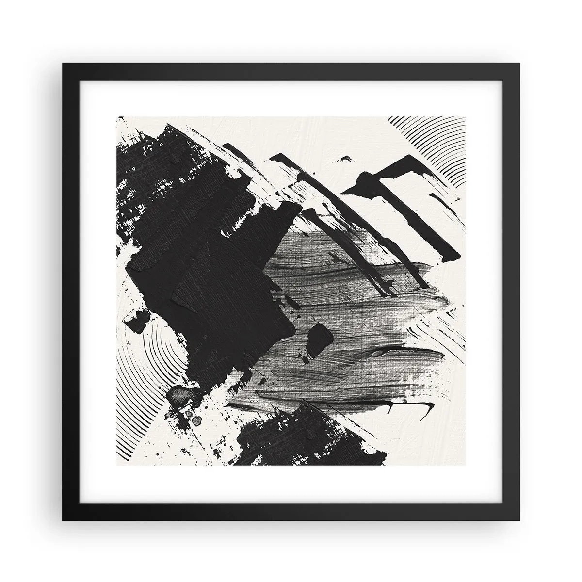Pôster com moldura preta - Abstração – expressão do preto - 40x40 cm