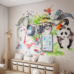 Papel de Parede Premium Canvas - Através da lente do viajante - Abstração, Animais, Fotógrafo - 350x256 cm