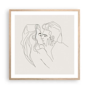 Pôster com moldura de carvalho claro - Emaranhados pelo sentimento - 60x60 cm