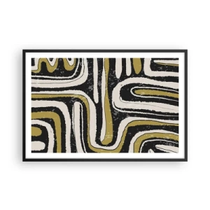 Pôster com moldura preta - Composição: estradas e becos - 91x61 cm